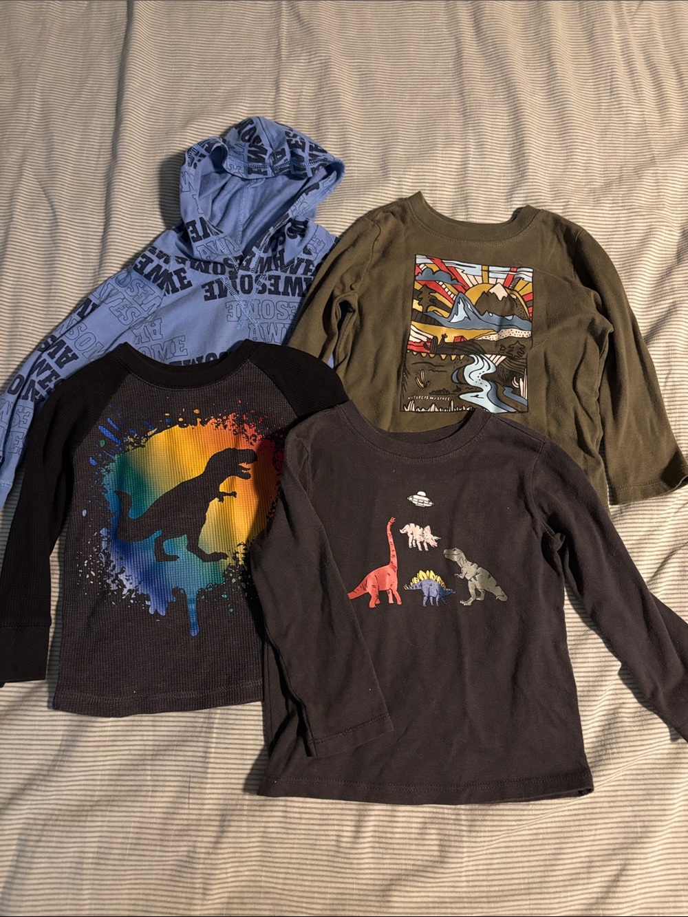 Garanimals Kids Long-Sleeve Dinosaur & Graphic Tee Lot - Black, Olive, Blue